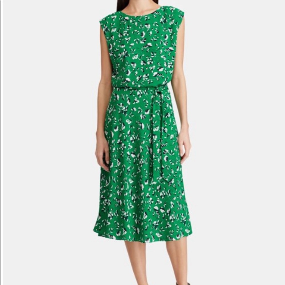 LAUREN RALPH LAUREN: Green Floral Dress Size 12.